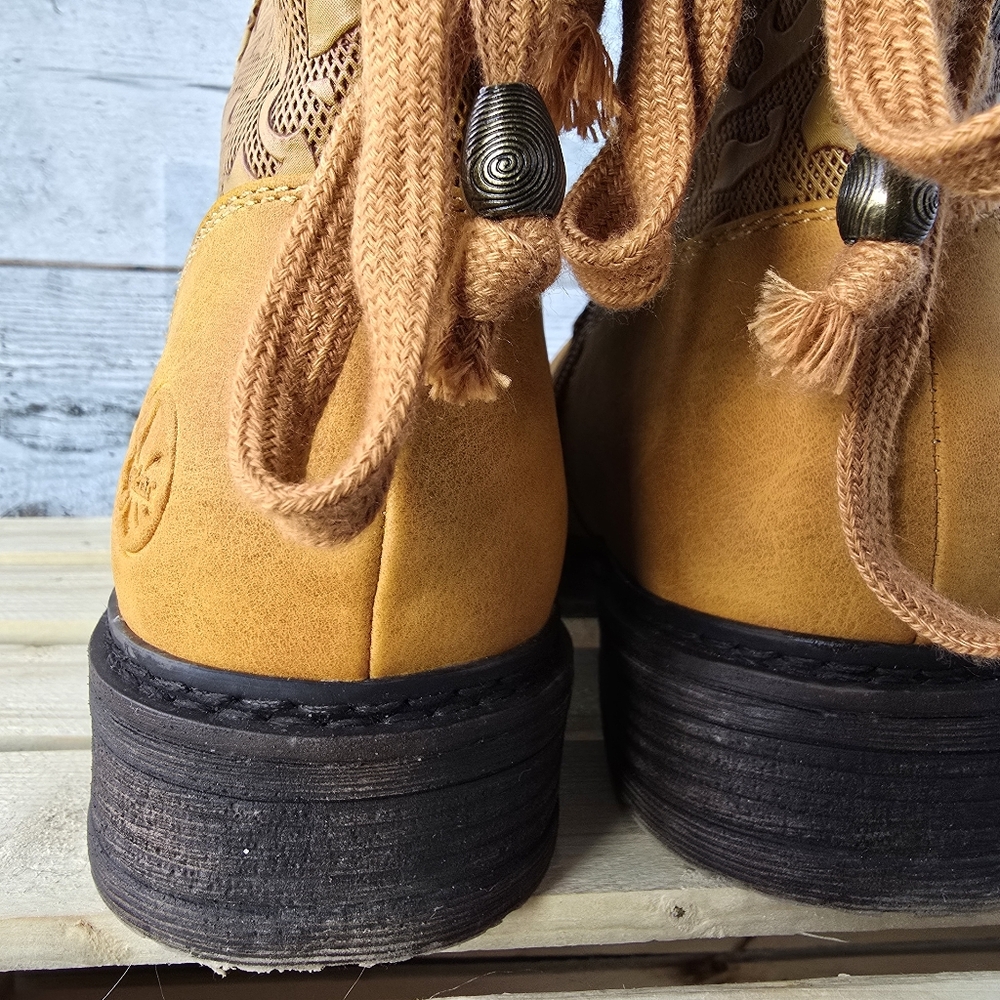 Rieker Dominika Water Resistant Winter Fall Mustard Yellow Boots Size 38 NEW - Picture 10 of 14